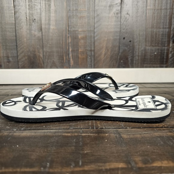 Kate Spade White Black Glasses Pattern Flip Flop Thong Sandals Size Small 5-6 - Picture 7 of 10
